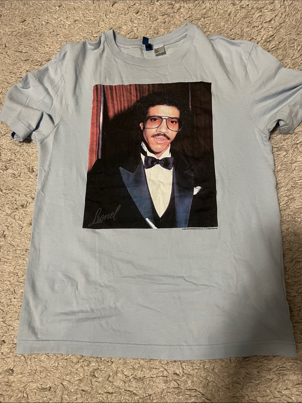 Lionel Richie Light Blue Short Sleeve Graphic Crewneck T-Shirt
